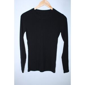 WoolX Women's XS Black Hadley Thermal Long Sleeve Base Layer Ribbed Top